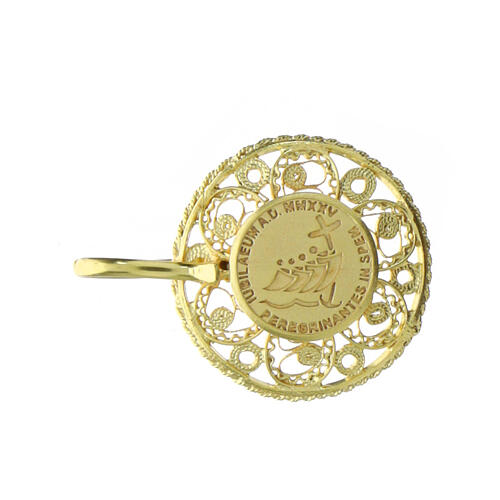 Chormantelschließe zum Jubiläum 2025, 925er Silber, vergoldet, mit offiziellem Logo, Filigranarbeit 2