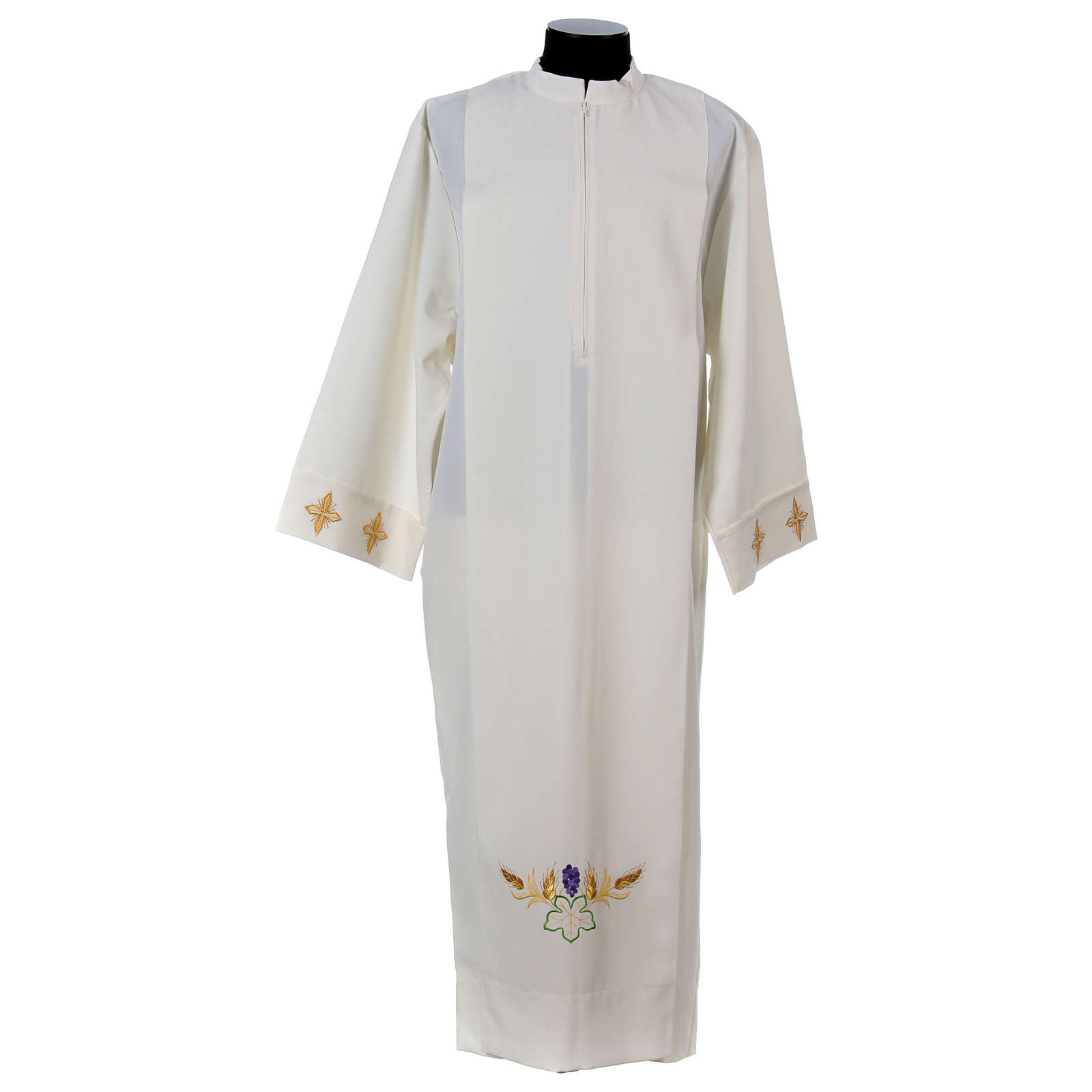 Clergy alb in 100% polyester with front zipper, ivory | online sales on ...