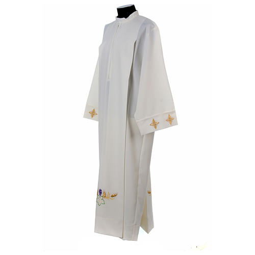 Clergy alb in 100% polyester with front zipper, ivory 2