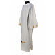 Clergy alb in 100% polyester with front zipper, ivory s2
