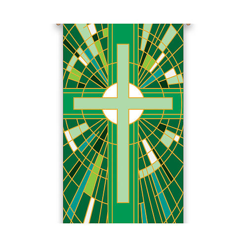 Slabbinck banner with green cross and geometric pattern, 120x40 in 3