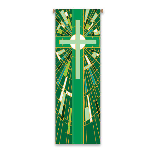 Baner Slabbinck krzyż zielony i motywy geometryczne, 300x100 cm 1