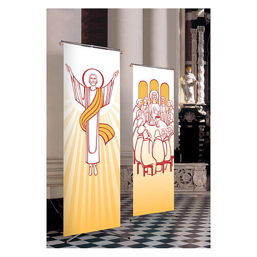 Slabbinck yellow banner set, Last Supper and Resurrection, 120x40 in 1