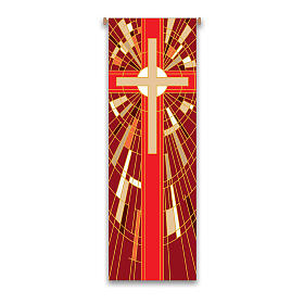 Slabbinck Banner with red cross and geometric patterns, 300x100 cm
