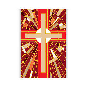 Slabbinck Banner with red cross and geometric patterns, 300x100 cm