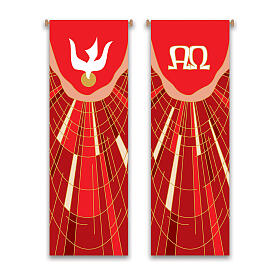 Set banner Slabbinck rosso Alfa, Omega e Spirito Santo 300x100 cm
