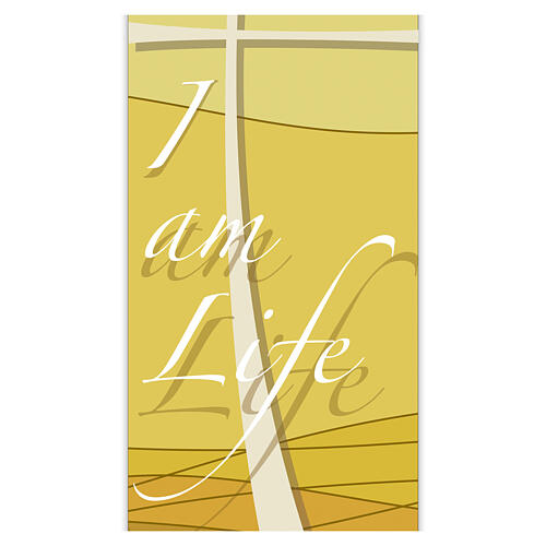 Banderole Slabbinck jaune inscription « Je suis la vie » EN 300x100 cm 2