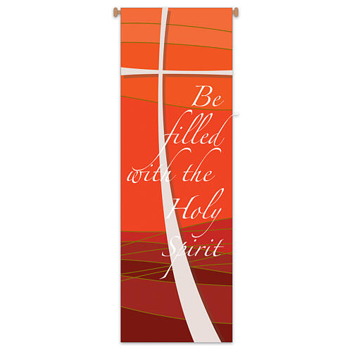 Banner Slabbinck rosso scritta ''Be filled with the Holy Spirit'' 300x100 cm 1