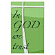 Baner Slabbinck zielony, napis ''In God we trust'', 300x100 cm s2