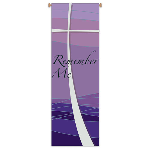 Slabbinck purple banner with "Remember Me" inscription, 120x40 in 1