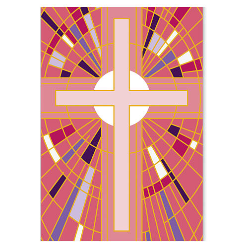 Banner von Slabbinck – rosa Kreuz mit geometrischen Mustern, 300 x 100 cm 3