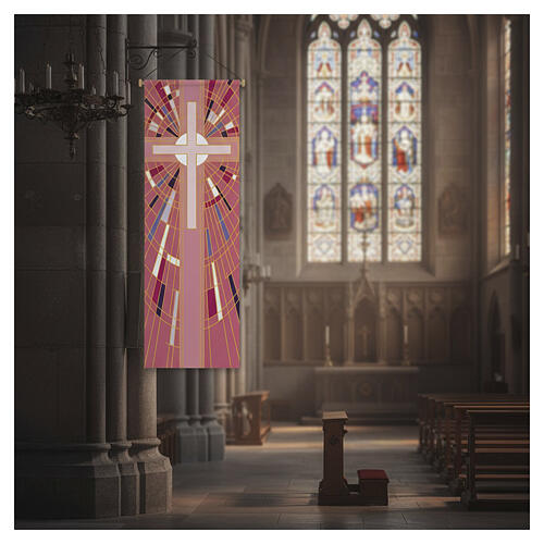 Estandarte Slabbinck cruz cor-de-rosa padrões geométricos 300x100 cm 2