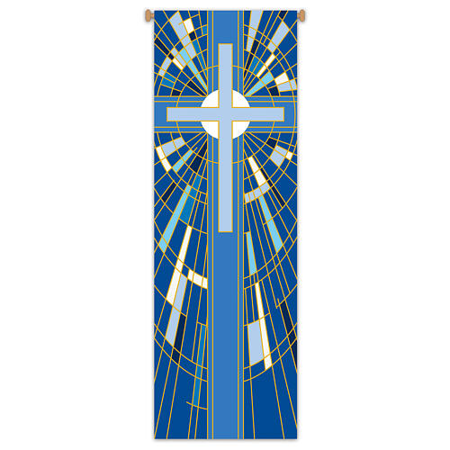 Banner Slabbinck croce blu motivi geometrici 300x100 cm 1