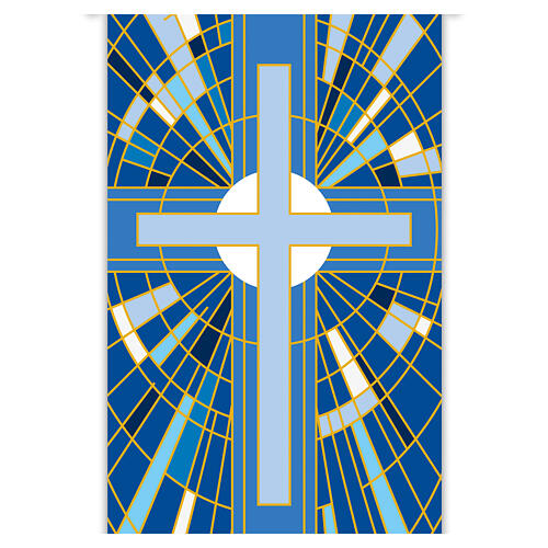 Slabbinck Blue Cross Geometric Patterns Banner, 300x100 cm 3