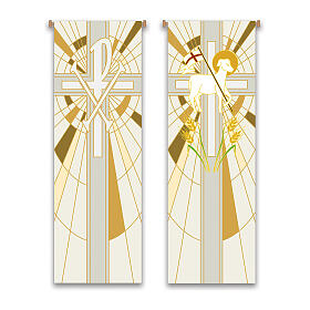 Conjunto de faixas Slabbinck cordeiro pascal e Chi-Rho branco e amarelo 300x100 cm