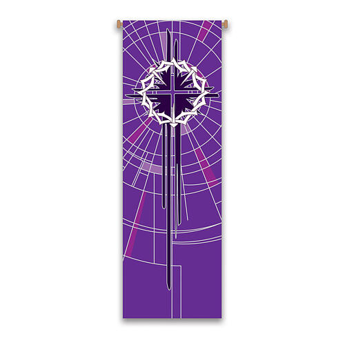 Slabbinck set of purple banners with crown of thorns and shroud, 120x40 in 2
