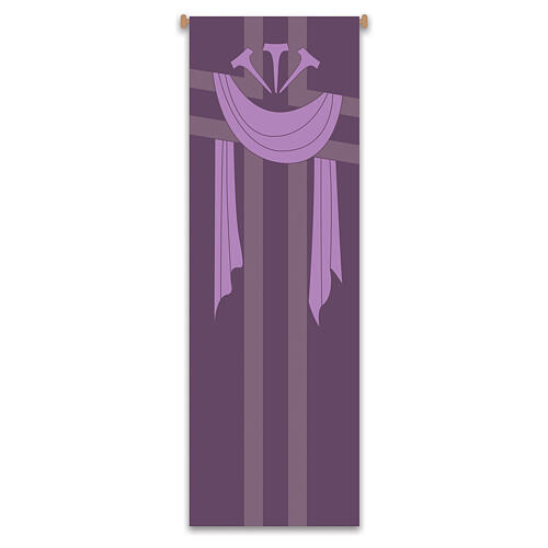 Slabbinck Purple Banner Set with Crown of Thorns, Nails, and Christ's Robe, 300x100 cm 3