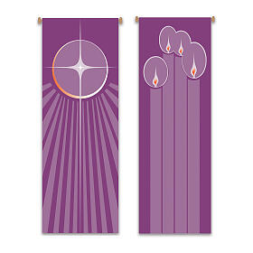 Set banner Slabbinck viola candele avvento e stella di Natale 300x100 cm