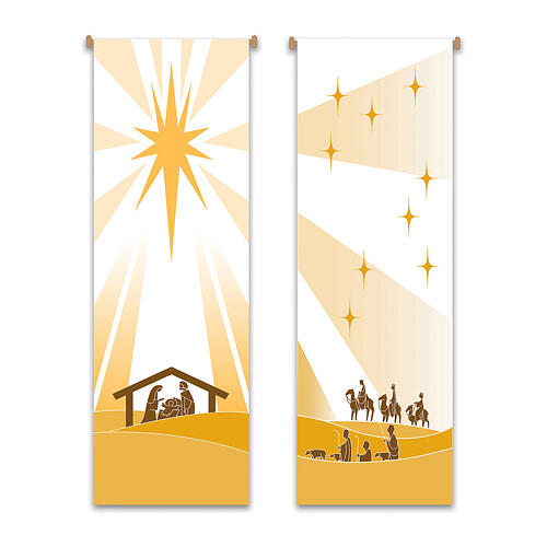 Slabbinck banner set: Nativity, shepherds, and Wise Men, 120x40 in 1