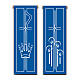 Conjunto de estandartes Slabbinck azul símbolos marianos e velas do Advento 300x100 cm s1