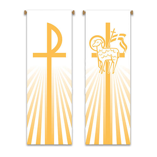 Set banner Slabbinck gialli monogramma Cristo e agnello di Dio 300x100 cm 1