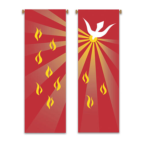 Slabbinck Red Banner Set Pentecost and Holy Spirit 300x100 cm 1