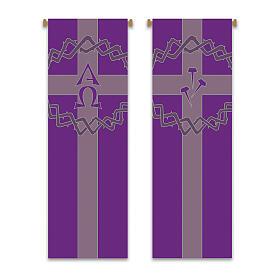 Set banner Slabbinck viola corona di spine, chiodi e alfa ed omega 300x100 cm