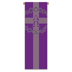 Set banner Slabbinck viola corona di spine, chiodi e alfa ed omega 300x100 cm