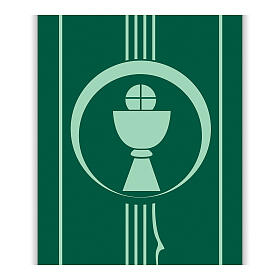 Banner Slabbinck verde simboli eucarestia calice, particola ed uva 300x100 cm