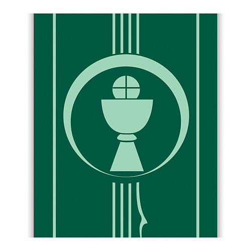 Baner Slabbinck zielony, symbole Eucharystii: kielich, komunikant i winogron, 300x100 cm 2