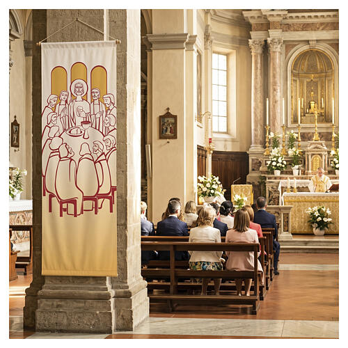 Banner von Slabbinck – Gelb, mit Darstellung des Letzten Abendmahls, 300 × 100 cm 2