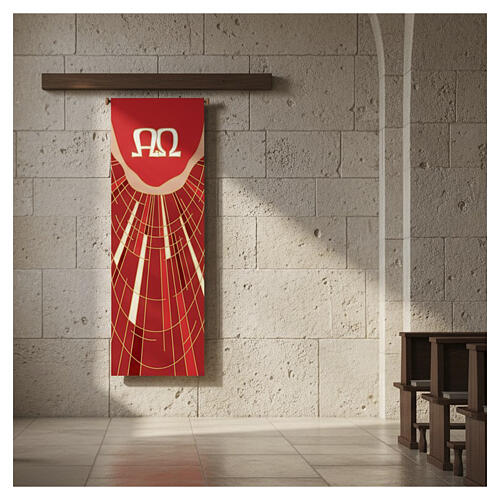 Estandarte Slabbinck rojo Alfa y Omega 300x100 cm 2