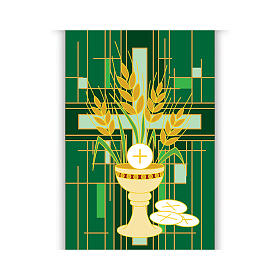 Slabbinck Green Banner with Chalice and Hosts, 300x100 cm