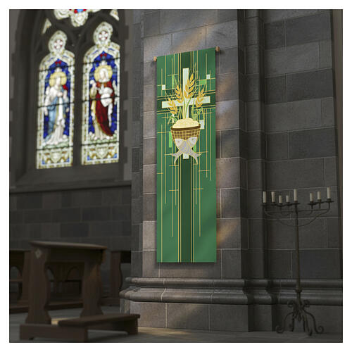 Baner Slabbinck zielony, chleby i ryby, 300x100 cm 2