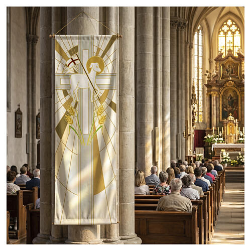 Bannière Slabbinck blanche Agneau Pascal 300x100 cm 2