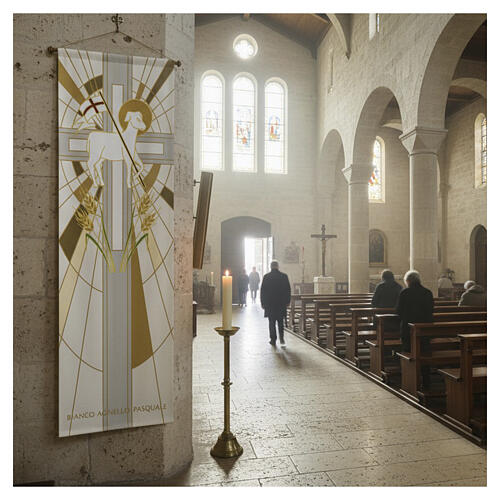 Baner Slabbinck biały, Baranek Paschalny, 300x100 cm 2