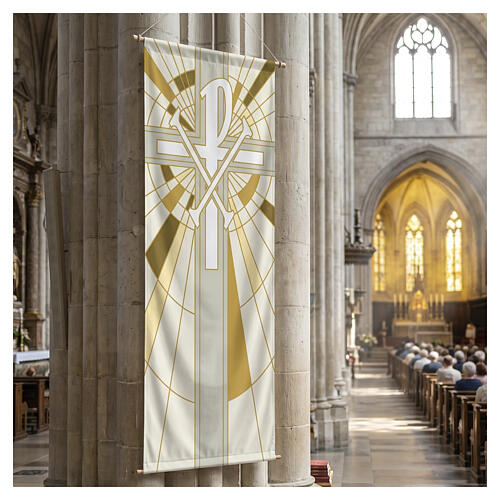 Slabbinck white Christogram banner, 120x40 in 2
