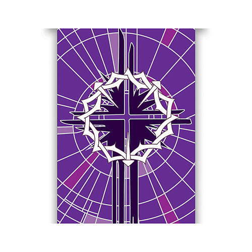 Slabbinck purple banner with crown of thorns, 120x40 in 3