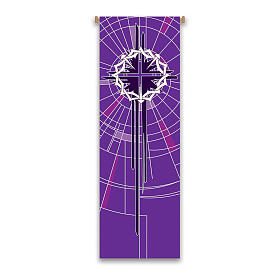 Baner Slabbinck fioletowy, korona cierniowa, 300x100 cm