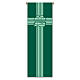 Slabbinck green banner with cross, bread, and fish, 120x40 in s1