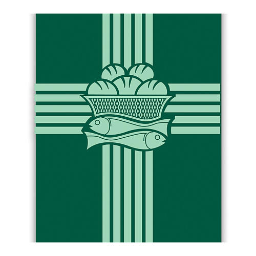 Slabbinck Green Banner with Cross, Bread, and Fish, 300x100 cm 2