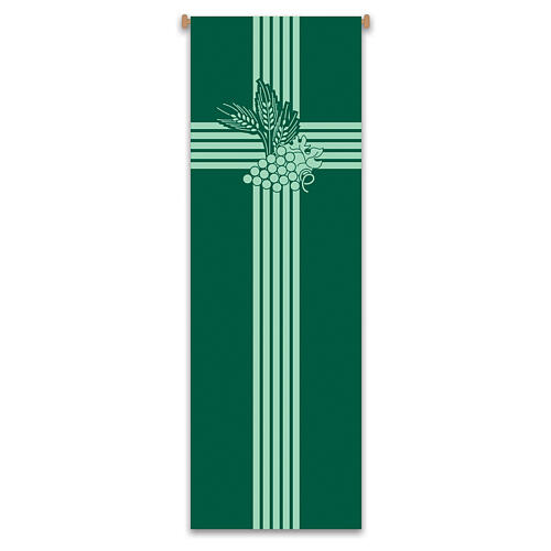 Banner Slabbinck verde croce con uva e spighe di grani 300x100 cm 1