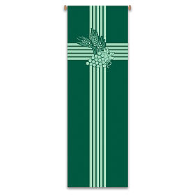 Estandarte Slabbinck verde cruz com uvas e espigas 300x100 cm
