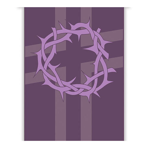 Bannière Slabbinck violette croix et couronne d'épines 300x100 cm 3