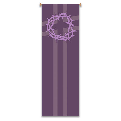 Slabbinck Purple Banner with Cross and Crown of Thorns, 300x100 cm 1