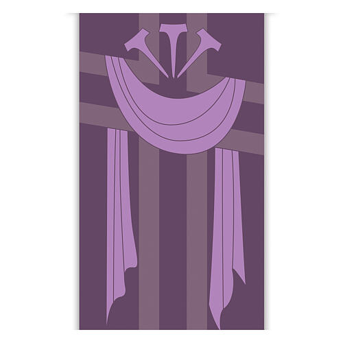 Banner von Slabbinck – Violett, Kreuz, Grabtuch und Nägel, 300 × 100 cm 2