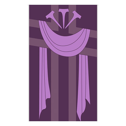 Banner von Slabbinck – Violett, Kreuz, Grabtuch und Nägel, 300 × 100 cm 3