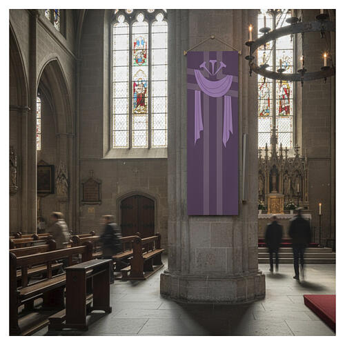 Bannière Slabbinck violette croix, linceul et clous 300x100 cm 2