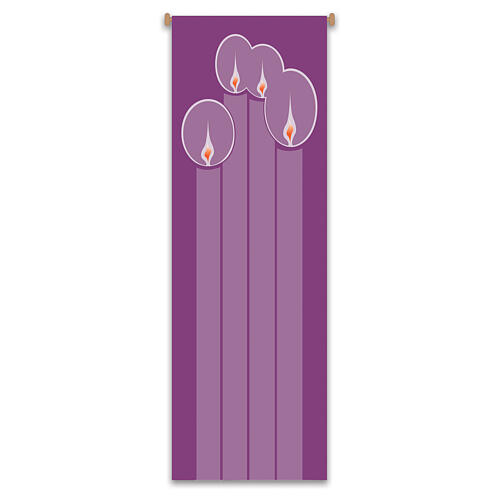 Slabbinck purple banner with Advent candles, 120x40 in 1