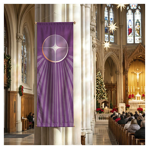 Bannière Slabbinck violette étoile de Noël 300x100 cm 2